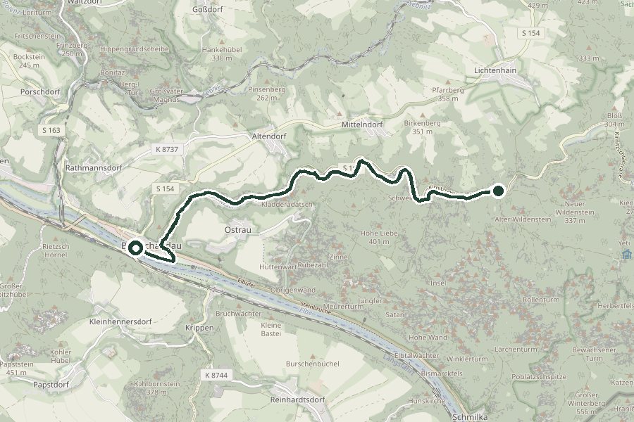 Streckenverlauf der Tour Flößersteig auf der Karte