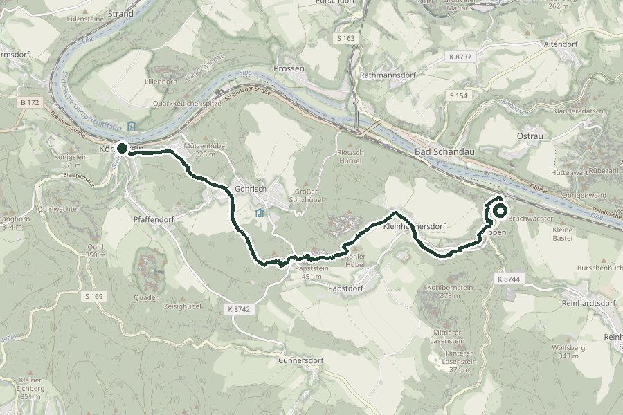 Streckenverlauf der Tour Papststein auf der Karte