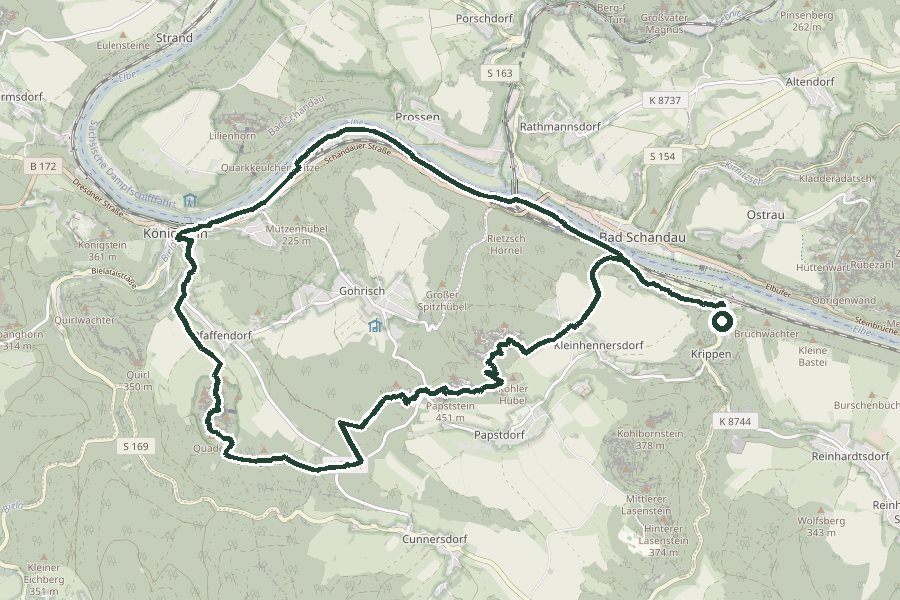 Streckenverlauf der Tour Pfaffenstein auf der Karte