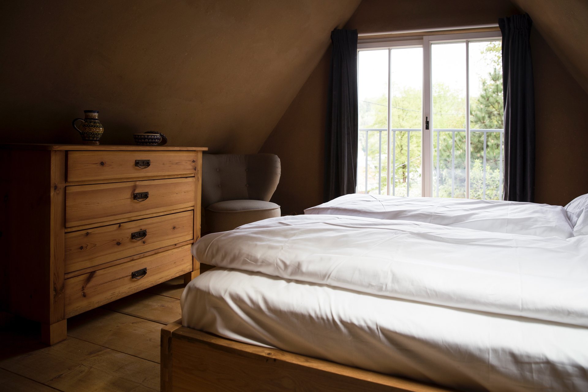 Schlafzimmer der Steinbrecherstube unterm Dach
